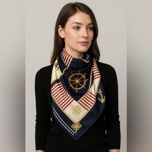 R-2227- Scarf Women's Nautical 100 % Polyester NWT